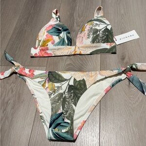 Anthropologie Floral Bikini - Green and Pink